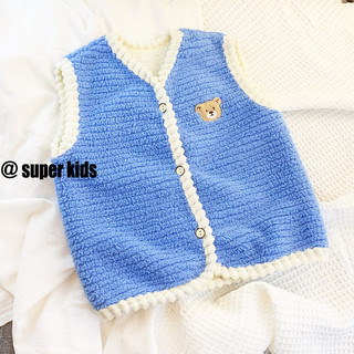 Super kids áo khoác ghi lê lót lông cừu giữ ấm dành cho bé trai bé gái