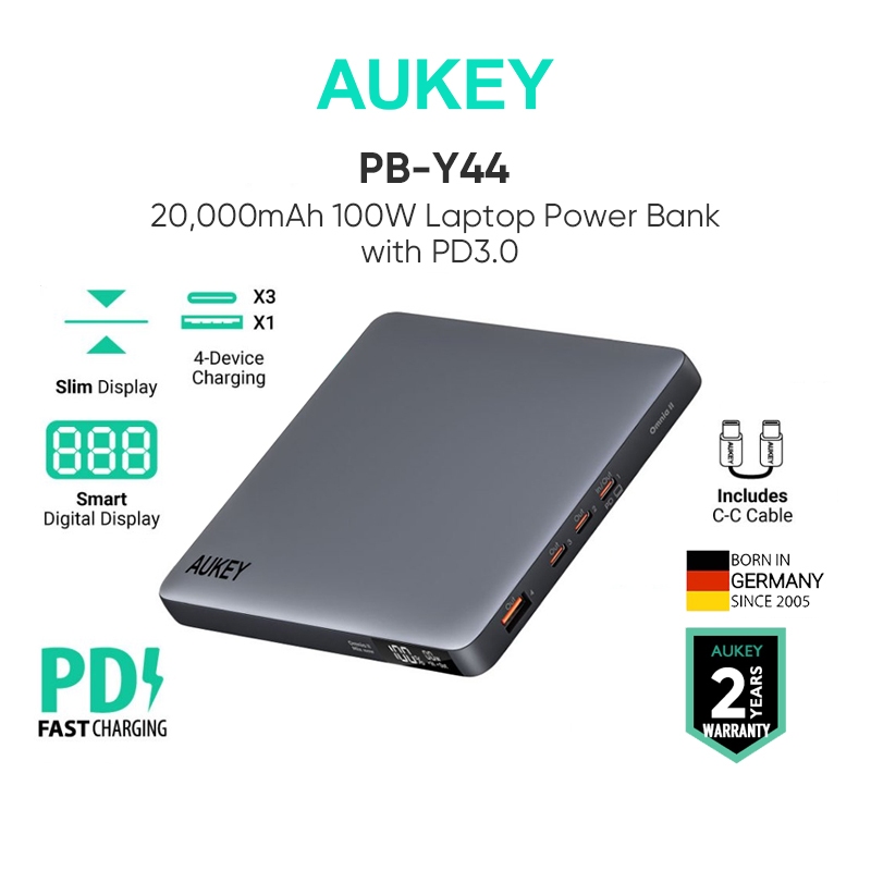Pin sạc dự phòng AUKEY pb-y44fast pd3.0 thích hợp cho máy tính xách tay 20k 100w 20000mah