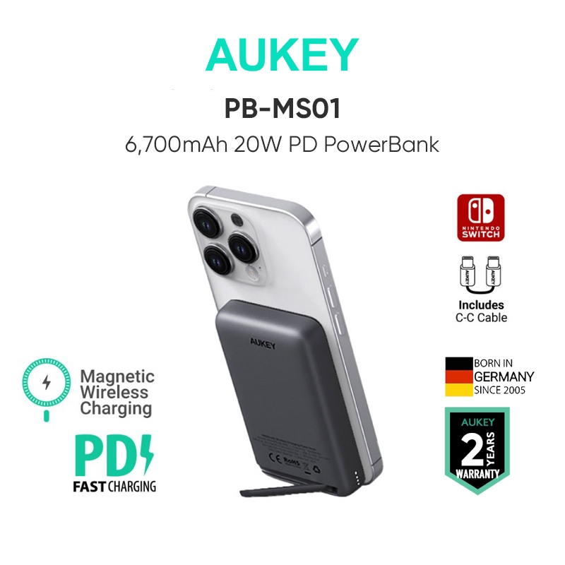 Pin Sạc Dự Phòng Từ Tính aukey pb-ms01 / 02 6700 / 10000mah pd30w