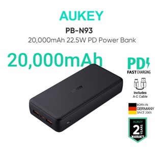 Pin sạc dự phòng AUKEY 20000mah Pb-N93 PD20W & QC3.0 &22.5W Output Type-C / USB A & Input Type-C hỗ trợ sạc nhanh chống cháy nổ