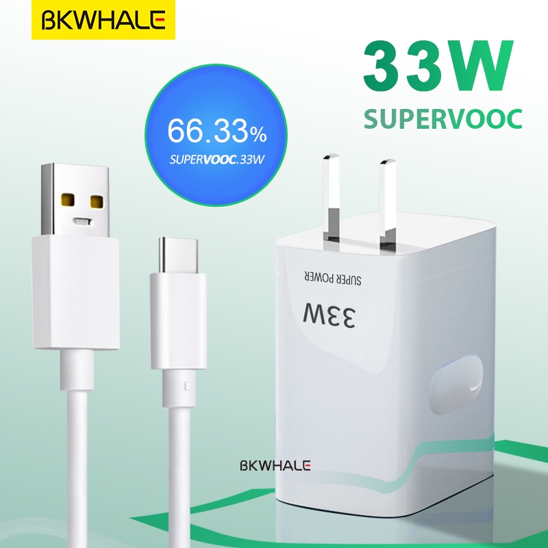 BKWHALE 33W Sạc Nhanh Siêu VOOC Type-C Dây Sạc Cáp Sạc Tương Thích Cho OPPO reno8 reno7 Pro A58 A74 A76 5G Realme C51 C55 9 10 Pro