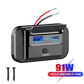 Tẩu Sạc Nhanh PD Type C Hai Cổng USB 12V / 24V Cho Xe Hơi / Xe Máy / Tàu Thuyền