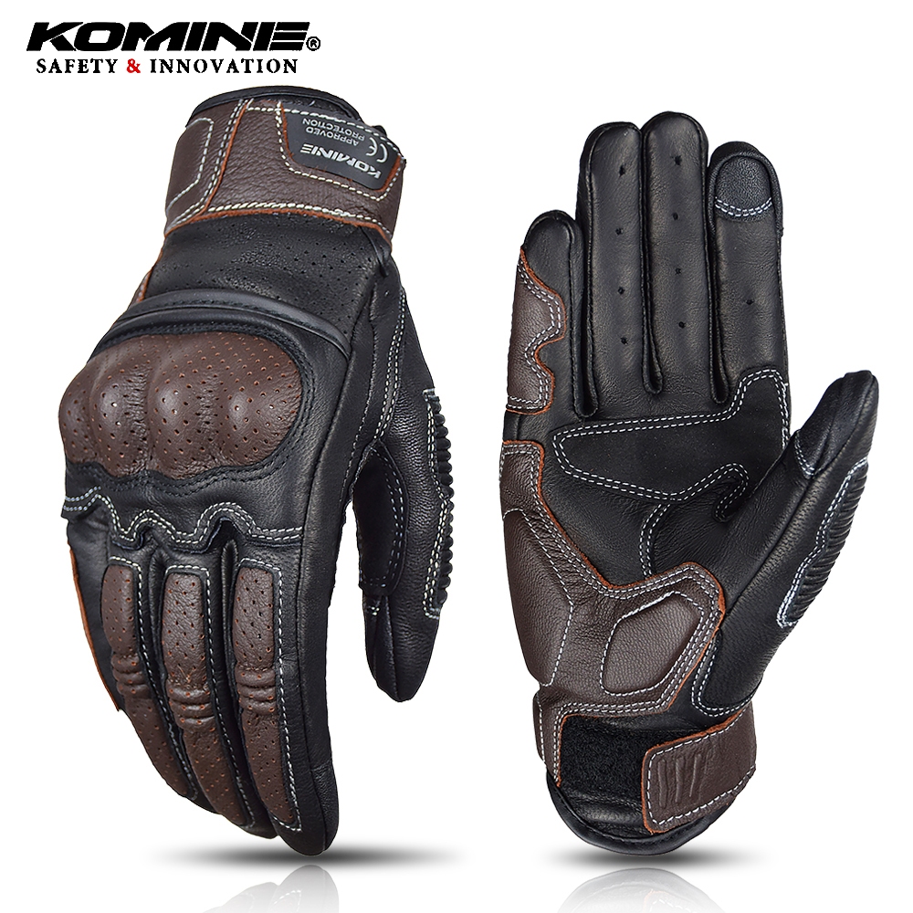 KOMINE Găng tay da thoáng khí phong cách Retro GK-217