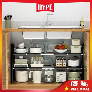 Kệ gầm bếp để xoong nồi chảo dưới gầm bồn rửa tủ bếp đa năng kệ để đồ nhà bếp đa năng tiện lợi khung inox