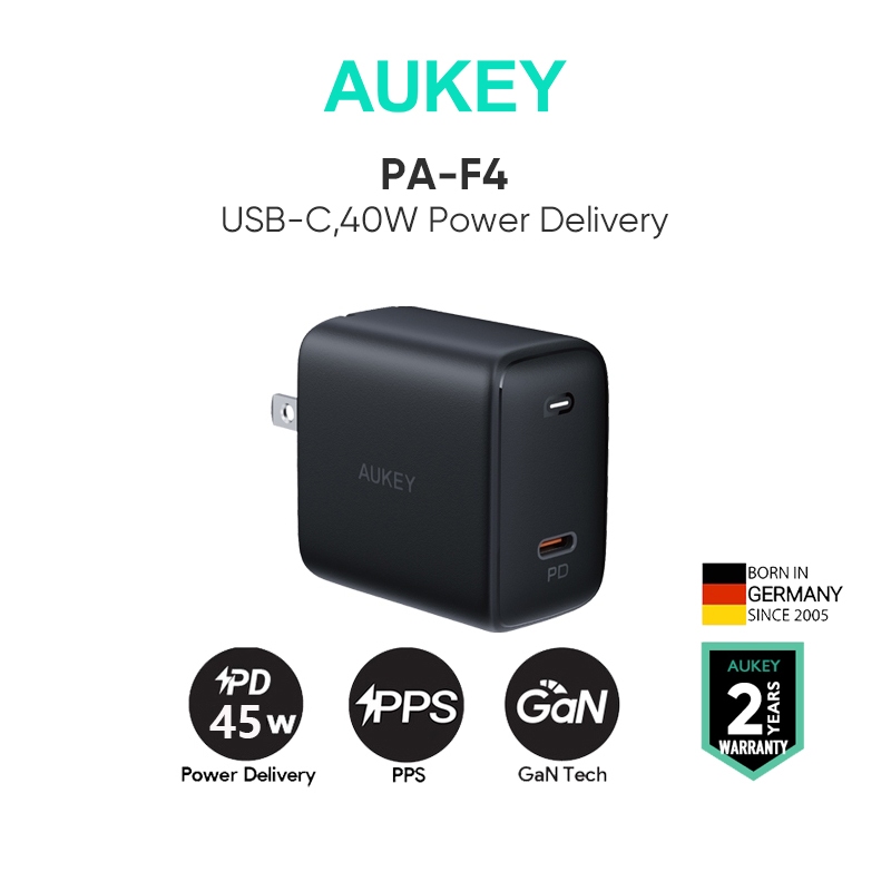 Bộ Sạc Nhanh aukey pa-f4 45w Loại c pd3.0 omniaTM Ốp Điện Thoại Thời Trang Cho iphone 14 / 13 / 12 samsung laptop