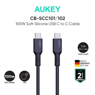 Cáp sạc nhanh aukey cb-scc101/102 type c to c dây sạc 5a 100w 1/1.8m đen/trắng tpe e-marker usb-if tid certified cho samsung xiaomi macbook