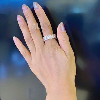 Nhẫn Bạc Mặt Vuông Đính Đá Pha Lê Thời Trang