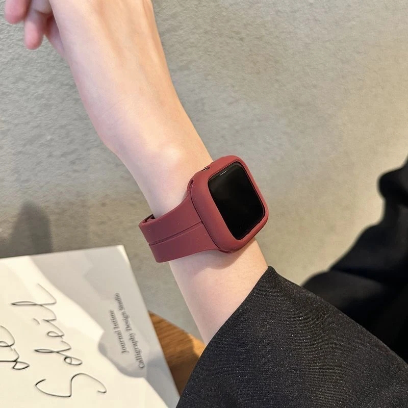 Ốp Dây Đeo Từ Tính Bằng Silicone Cho iWatch ultra band 44mm 45mm 49mm 40mm 41mm iWatch Series 9 7 8 