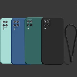 Ốp Điện Thoại TPU Silicon Mềm Mỏng Khung Vuông Có Dây Đeo Cổ Tay Cho Samsung Galaxy A12 A22 4G A04 A03 A02