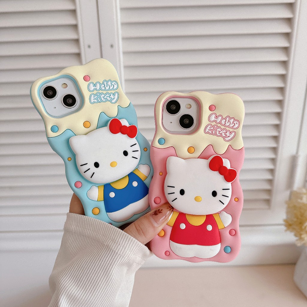 Cute Cartoon kt Cat 11 Apple 15promax Phone Case 12 Hello Kitty iPhone14pro with Bracket New Style C