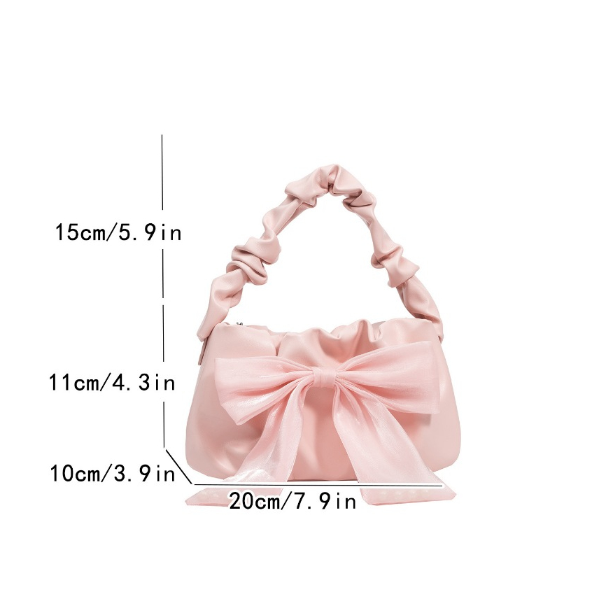 Túi Xách Đeo Vai Đính Nơ Xếp Ly Kiểu Pháp Thời Trang 2024 Dễ Thương Cho Nữ