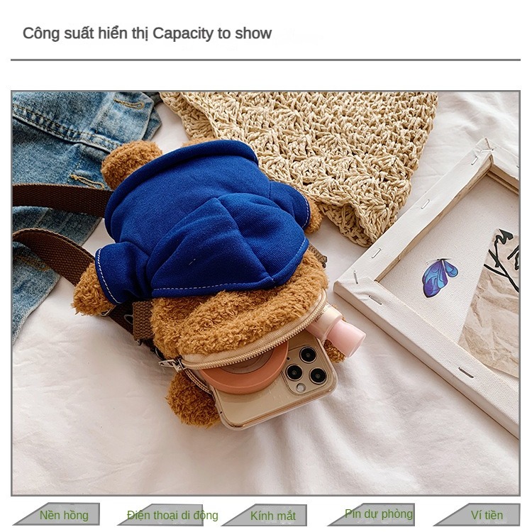 Túi Đeo Chéo Hình Gấu Bông Dễ Thương Cho Nữ