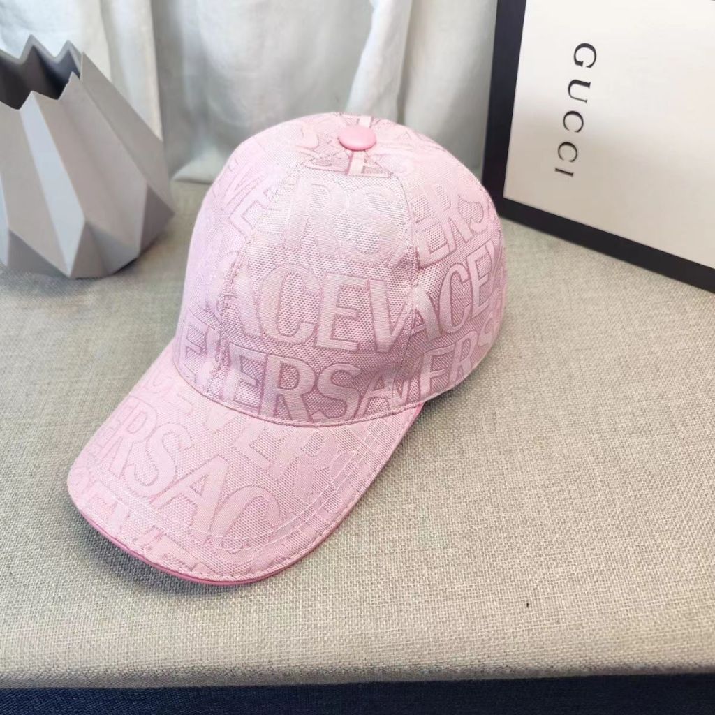 VERSACE Mũ Lưỡi Trai Cao Cấp Màu Hồng Đậm In Chữ Thời Trang