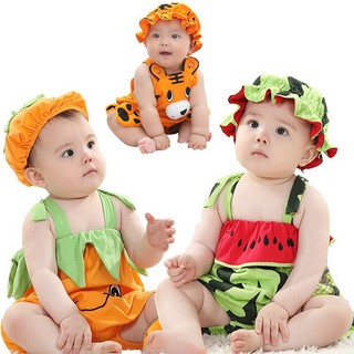 Bộ áo liền quần sát nách in hoạt hình dễ thương cho bé sơ sinh