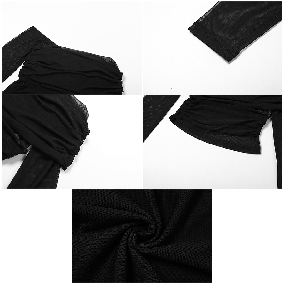 Áo croptop KLALIEN trễ vai tay dài màu trơn quyến rũ dành cho nữ | BigBuy360 - bigbuy360.vn