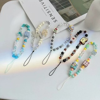 Ins Fun Cartoon Collection Doll Beaded Ornaments Mobile Phone Chain New Style Cute Hand Strap Suitable for Apple Phone Case Portable Wrist Strap Lanyard Women's Small Fresh Shell Small Accessories