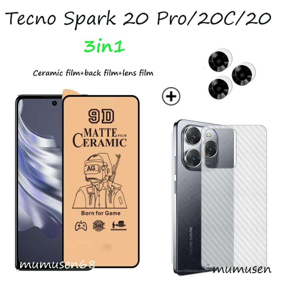 Kính Cường Lực Bảo Vệ camera + Phim Bảo Vệ camera + Kính Cường Lực Sau 3 Trong 1 Cho Tecno Spark 20 Pro Spark 20 20C 10 4G 10C 10 5G 10 Pro