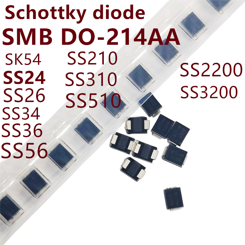 Set 100 Điốt SS3200 SS2200 SS510 SS310 SS210 SS56 SS54 SS36 SS34 SS26 SS24 SMB (DO-214AA) Chuyên Dụn