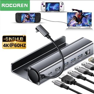Trạm Kết Nối USB C Hub HDMI 4K60Hz RJ45 6 Trong 1 Cho Nintendo Switch ASUS Rog