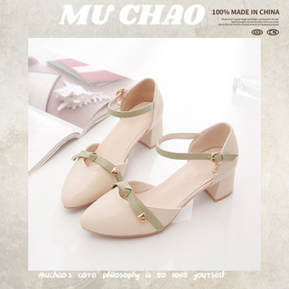 MUCHAO Xăng đan Cao Gót Mũi Vuông Phong Cách Dành Cho Nữ