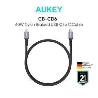 Aukey cb-cd6 cáp sạc nhanh usb c to c 60w 480mbps nylon bện 2m