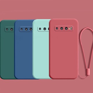 Ốp Điện Thoại Silicon TPU Mềm Mỏng Khung Vuông Có Dây Đeo Cổ Tay Cho Samsung Galaxy S10 Plus S9 Note 8 9