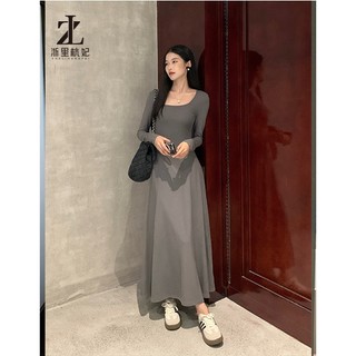 ZHELIHANGFEI Đầm Chữ a Tay Dài Ôm Eo Thời Trang Cho Nữ