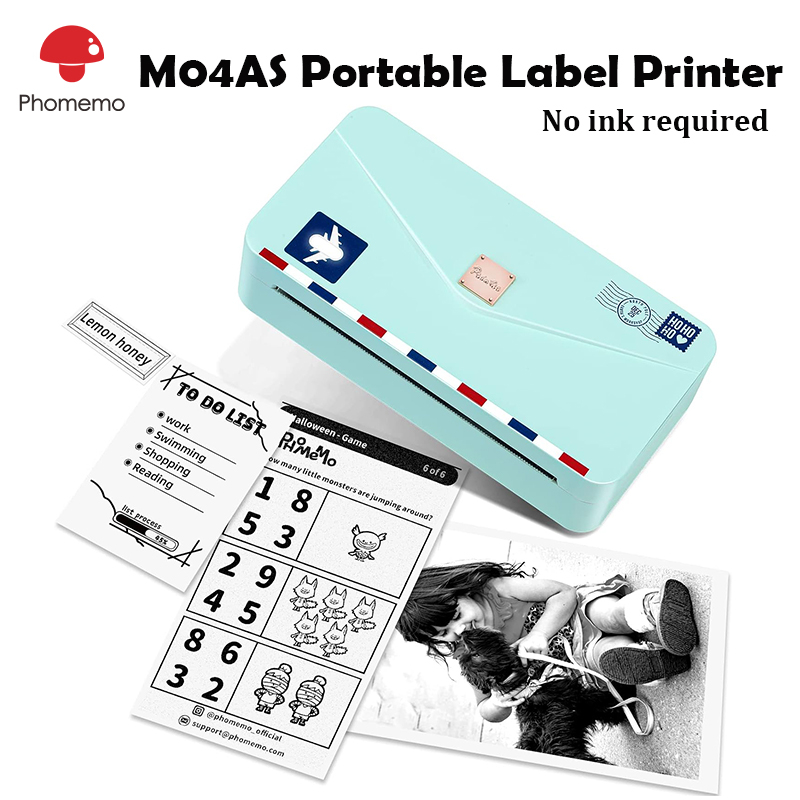 Phomemo M04AS Máy in nhãn nhiệt Chiều rộng in 20-110mm A6 Máy in đơn hàng A7 Máy in nhiệt printer kh