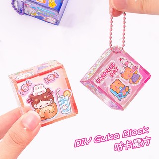Móc khóa hình khối rubik trong suốt bằng acrylic độc đáo diy sg080