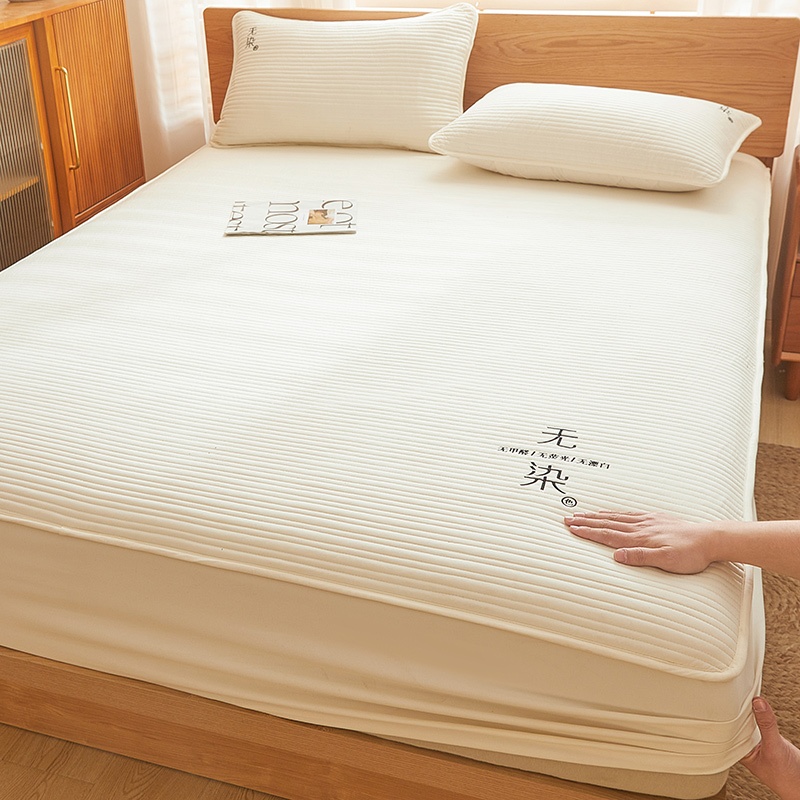 1 Bộ Drap giường 30Cm Màu Trắng Trơn Họa Tiết Sọc Hiện Đại