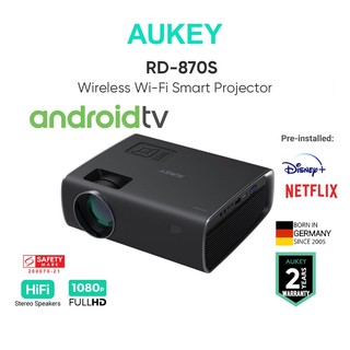 Aukey rd-870s máy chiếu phim full hd ,led , kết nối wifi đồng bộ hóa màn hình điện thoại thông minh hdmi , cho gia đình, văn phòng đa năng