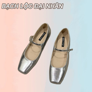 BẠCH LỘC ĐẠI NHÂN✨ Giày Búp Bê Mũi Vuông Đế Bằng Phong Cách Pháp Thời Trang Cho Nữ