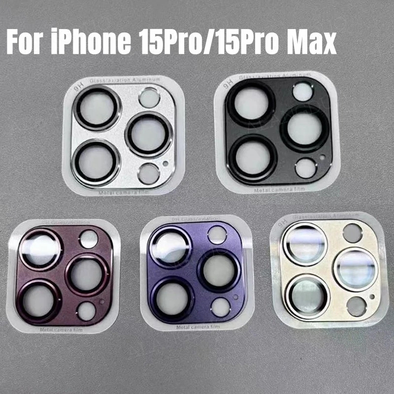 Kính Cường Lực Viền Kim Loại Chống Trầy Bảo Vệ Camera Cho iPhone 15 pro max 11 12 13 14 Pro Max 14 Plus