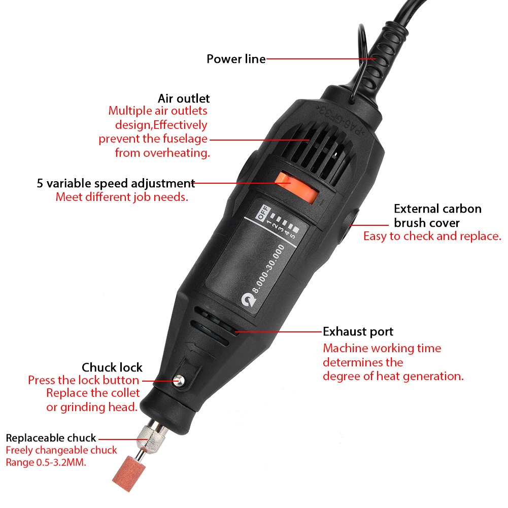 Máy mài điện mini 130W dạng xoay đánh bóng 220V