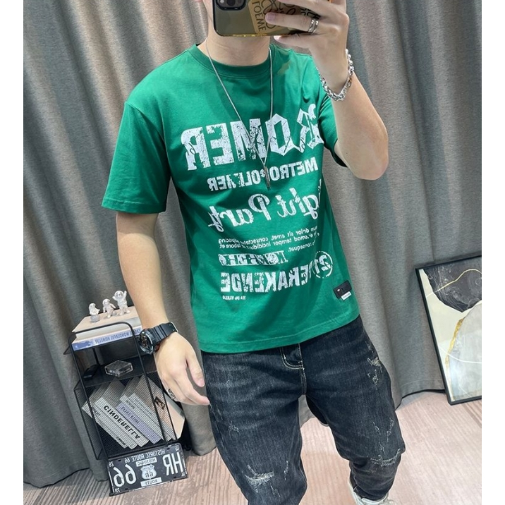 Áo Thun Cotton Lanh Cổ Tròn Tay Ngắn Dáng Rộng In Họa Tiết Thời Trang Mùa Hè Mới Cho Nam