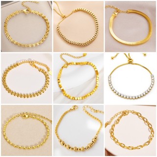 Vòng tay vàng mạ 18k lắc tay titan nữ KHÔNG GỈ trang sức titan cao cấp thiết kế thời trang sang trọng mẫu mới Phụ kiện trang sức thời trang đơn giản có thể giặt được