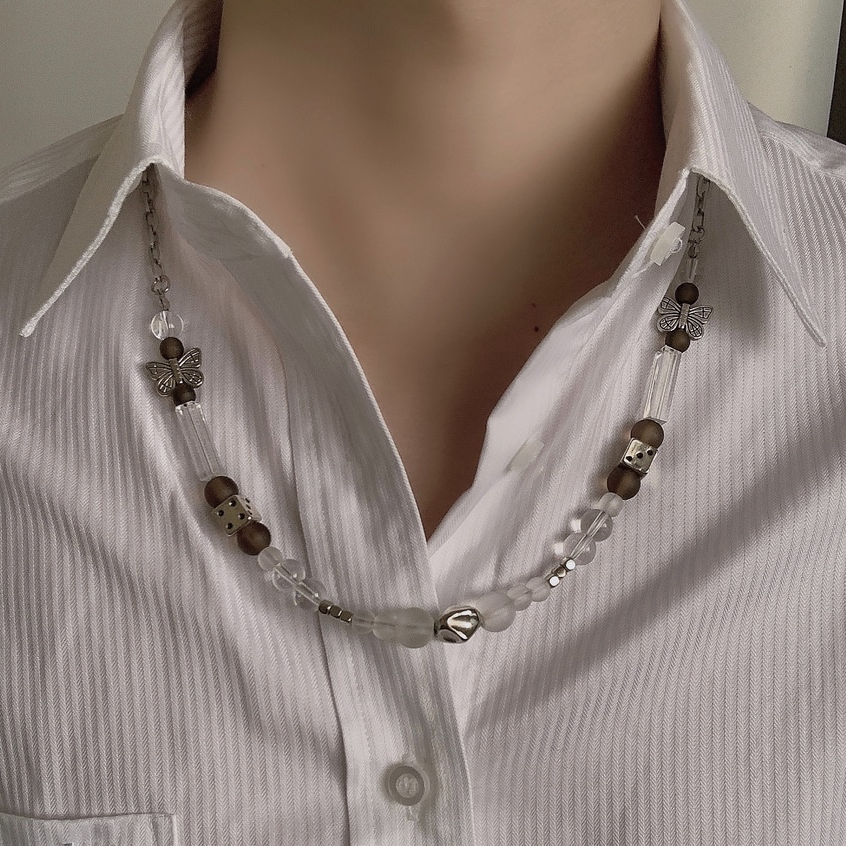 Vòng cổ Xúc Xắc Bằng Thép Titan Mặt Hình Bướm Thời Trang Cho Nam Nữ