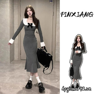 Đầm Đuôi Cá Dài Tay Cổ Búp Bê Phong Cách Hàn Quốc Thời Trang Mới Cho Nữ