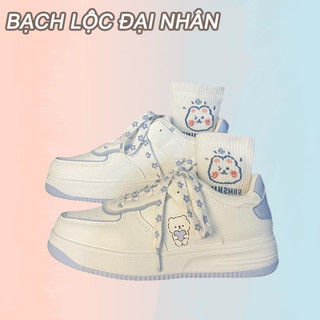 BẠCH LỘC ĐẠI NHÂN✨ Giày Thể Thao Đế Dày Họa Tiết Gấu Nhỏ Phong Cách Hàn Quốc