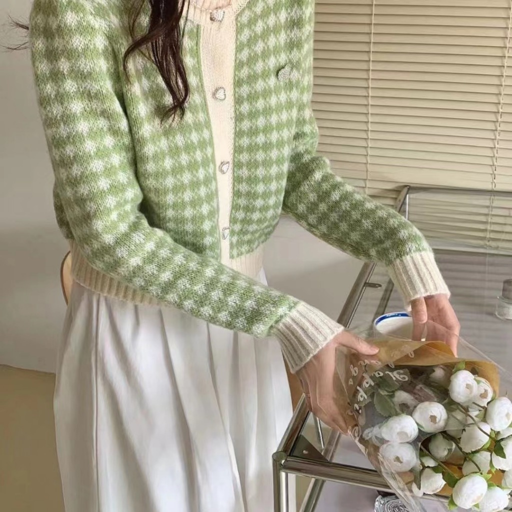 Áo len nữ dài tay mùa thu đông áo khoác cardigan dệt kim phong cách mới dành cho nữ
