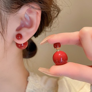 Bông Tai Bạc 925 Hình Tròn Đính Ngọc Trai Đơn Giản Sáng Tạo Phong Cách retro