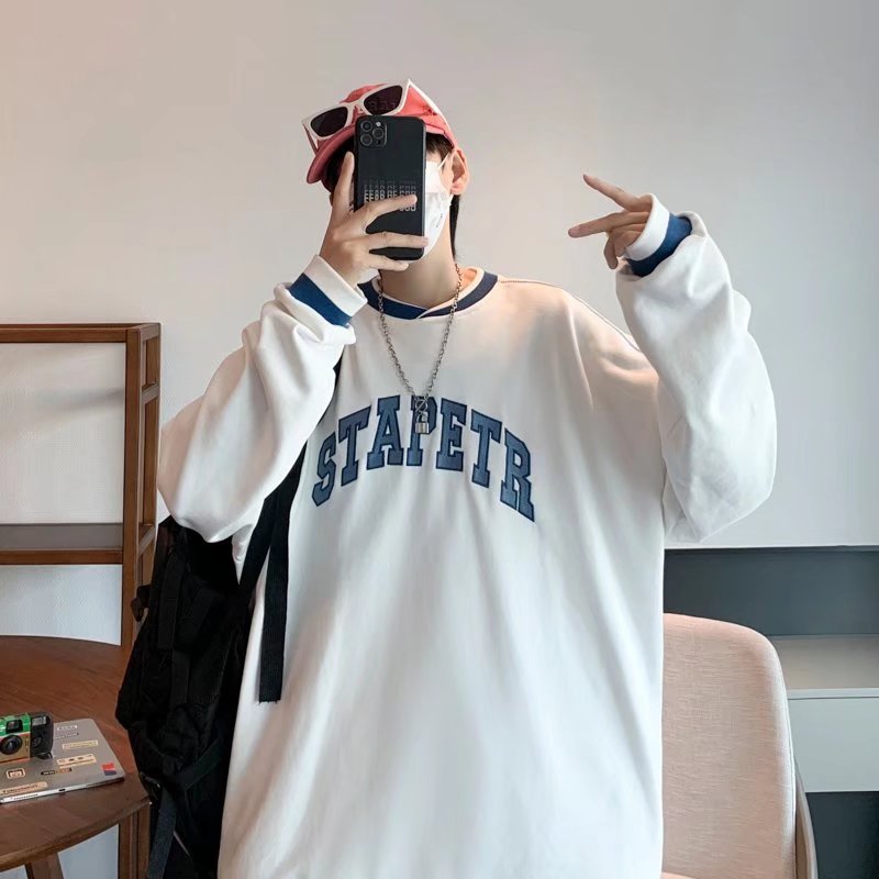 Áo Sweater Tay Dài Cổ Thuyền Phong Cách Hàn Quốc Đơn Giản Thời Trang Cho Nam