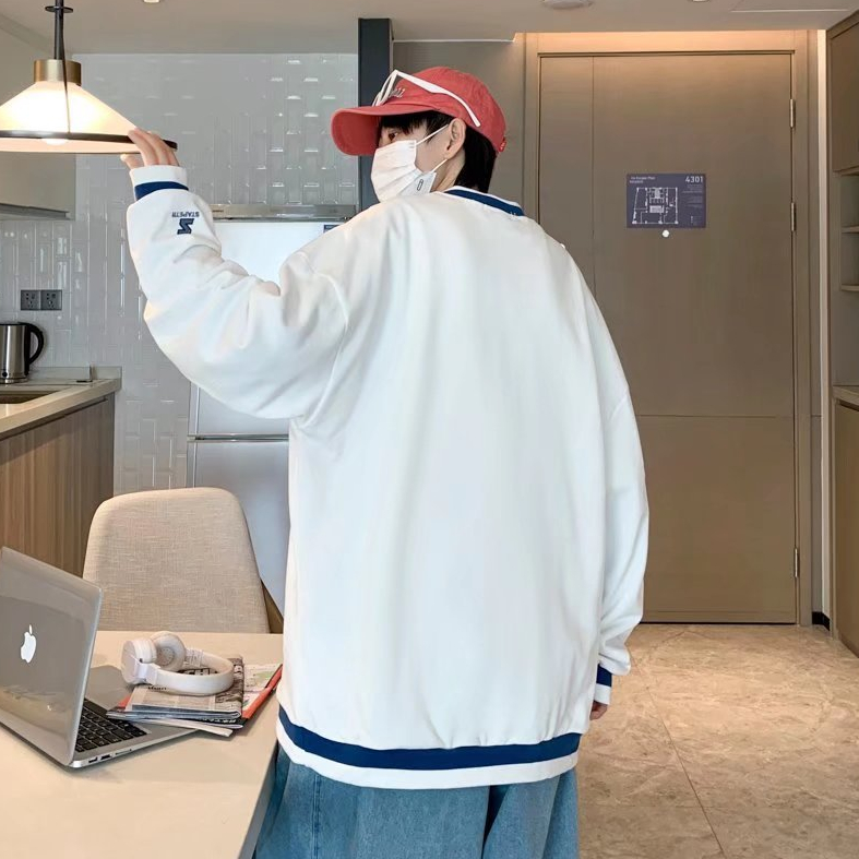 Áo Sweater Tay Dài Cổ Thuyền Phong Cách Hàn Quốc Đơn Giản Thời Trang Cho Nam