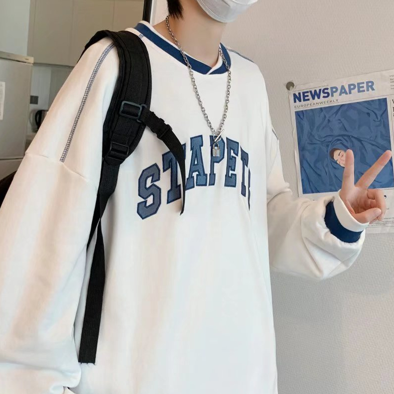 Áo Sweater Tay Dài Cổ Thuyền Phong Cách Hàn Quốc Đơn Giản Thời Trang Cho Nam