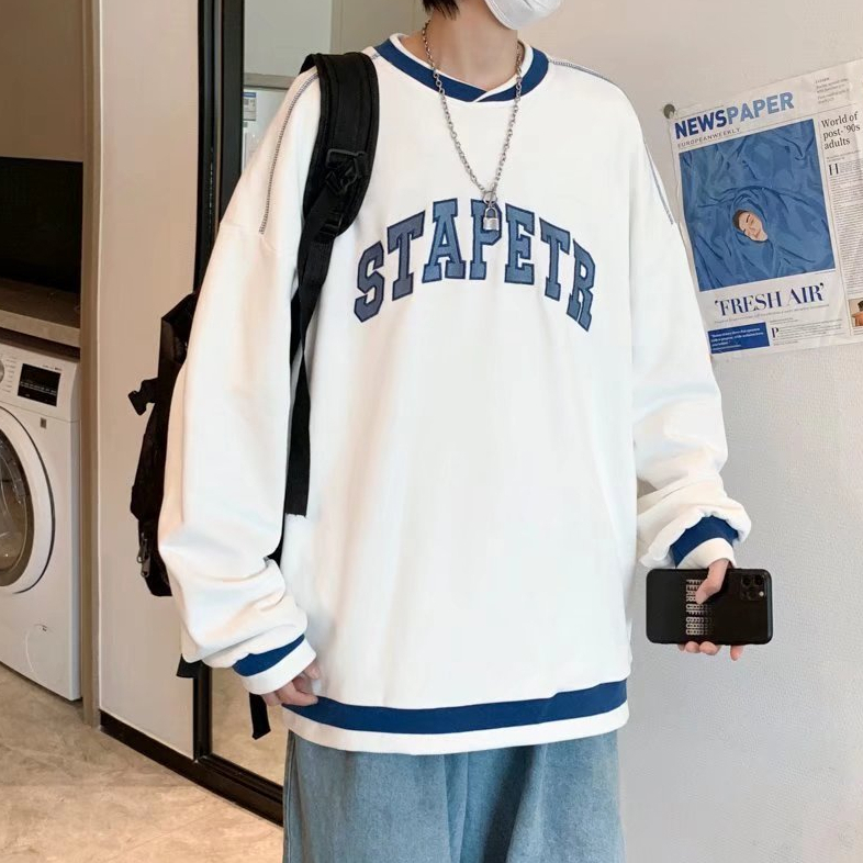 Áo Sweater Tay Dài Cổ Thuyền Phong Cách Hàn Quốc Đơn Giản Thời Trang Cho Nam