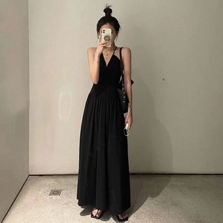 Đầm maxi cổ chữ v màu trơn quyến rũ cho nữ
