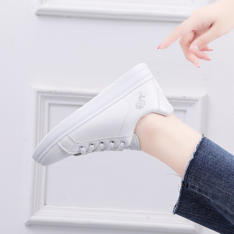 Giày nữ màu trắng, da pu, giày thể thao thoáng khí, giày học sinh