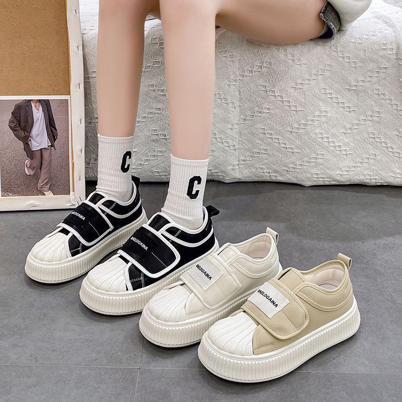 BẠCH LỘC ĐẠI NHÂN✨️️Giày Bánh Mì Khóa Dán Đế Dày Mũi Vỏ Sò Thời Trang Hàn Quốc Dành Cho Nữ