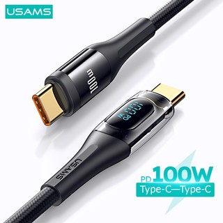 Usams Dây Cáp Sạc Nhanh USB C 100W Trong Suốt Màn Hình Kỹ Thuật Số Dành Cho 1phone15 Android IPd IP8-14  Máy tính bảng