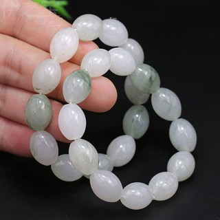 Vòng tay chuỗi hạt ngọc bích tròn màu trắng / xanh ngọc bích